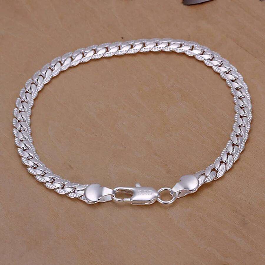 URMYLADY fashion 925 Sterling Silver 5MM Men Jewelry charm women lady chain Bracelets wedding party gifts Z260313