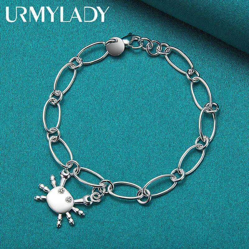 URMYLADY 925 Sterling Silver Crab AAA Zircon Charm Bracelet For Women Wedding Engagement Party Fashion Jewelry Z260313