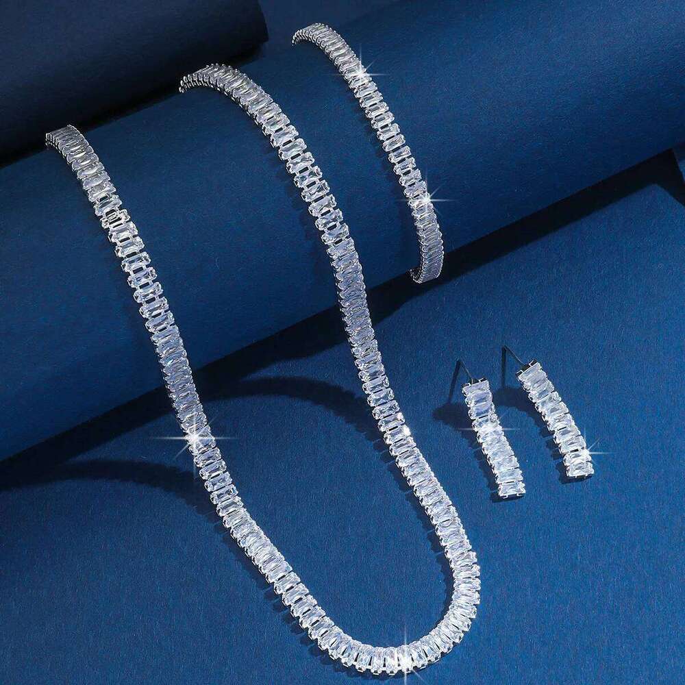 Women's Fashion Copper Claw Chain Zircon Series Set, Simple Versatile, Light Luxury and High End Jewelry Z260313