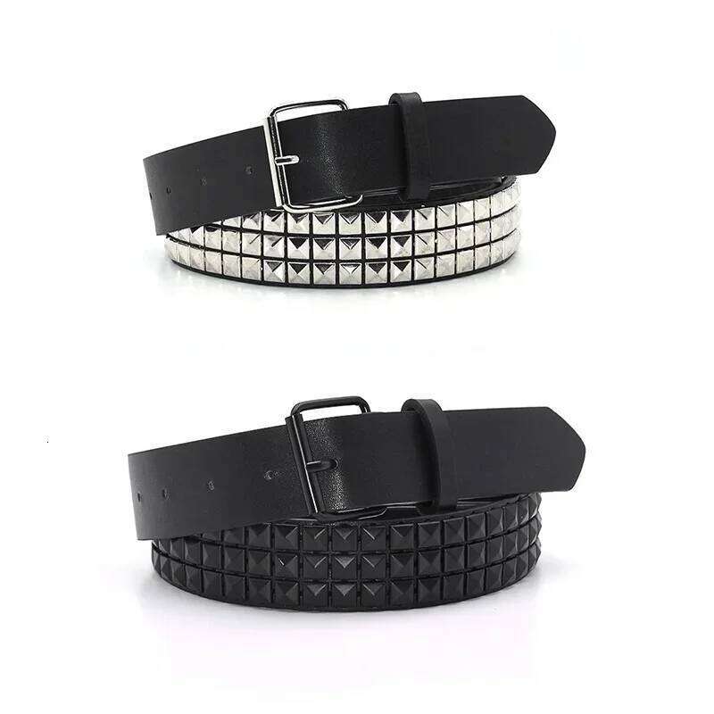 Fashion Rivet Men Women's Studded Belt Punk Rock With Pin Buckle Drop Shipping Black Z260226