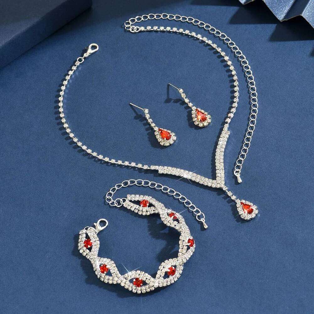4PC Women's Fashion Water Drop Necklace Earrings Bracelet Jewelry Set Suitable for Wedding, Party, Festival Gifts Z260313