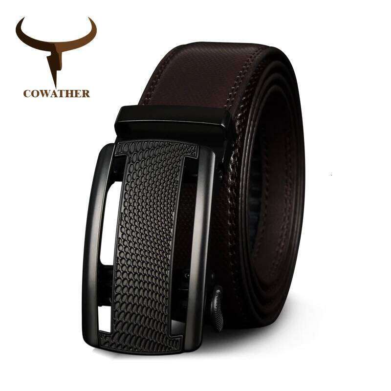 COWATHER Cow Genuine Belts for Men High Quality Cowhide Leather Automatic Male Vintage Metal Buckle Belt 110-130cm Z260226