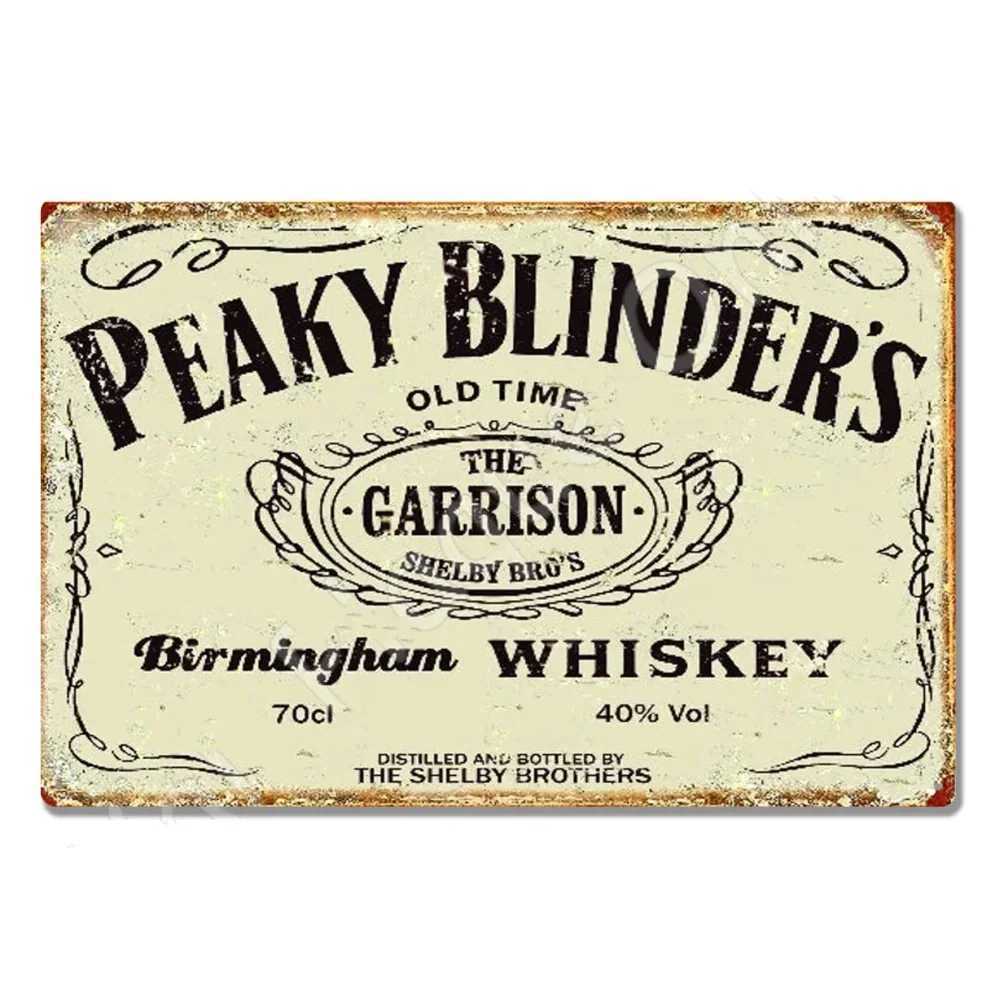 P-Peakys B-Blinders Whiskey Metal Sign - Retro Tin Plaque with Iconic Flat Cap Whiskey Bottle Art Eye-Catching Wall Decor D260314