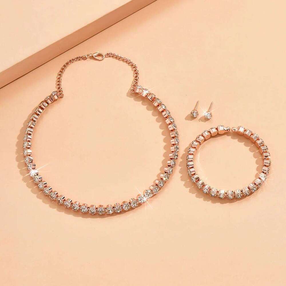 4 pieces of women's fashionable minimalist necklaces with earrings, bracelets, jewelry sets, banquet and party accessories Z260313