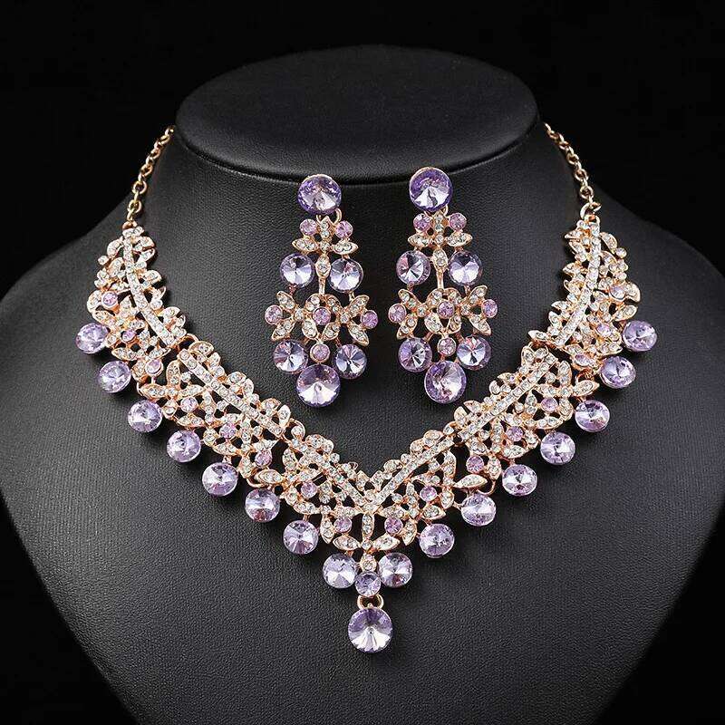 Rhinestone Bride Sets for Women Luxury Flower Choker Earrings Wedding Dress Bridal Necklace Set Fashion Jewelry Z260313