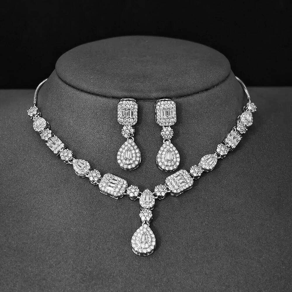 Moonso Luxury Silver Color Pear Set for Women Engagement Wedding Anniversary Gift Jewelry E064-R064-S064-X064 Z260313