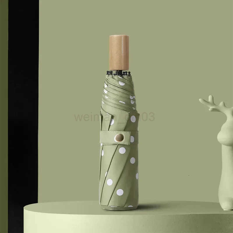 Retro Sun UV Umbrella for Women Black Glue UV UPF50 Protection Parasol Windproof Wooden Handle Folding Rain Umbrellas H260314