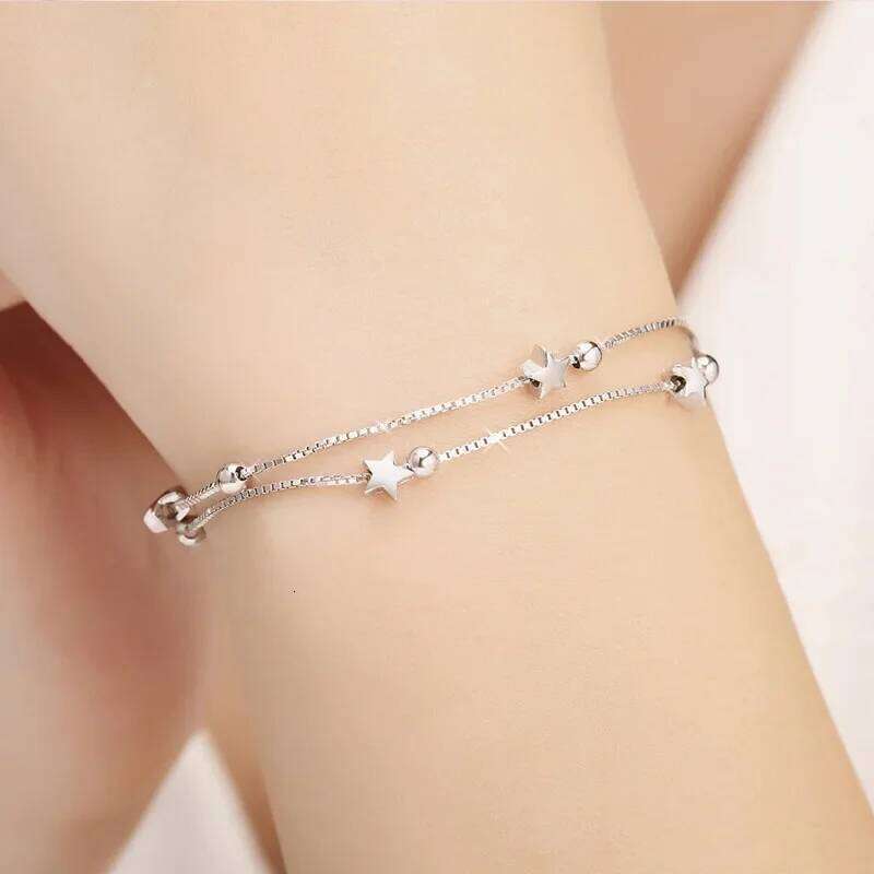 Fine Original luxury 925 sterling silver charm stars chain Bracelets for women party Wedding engagement Jewelry gifts 20cm Z260313