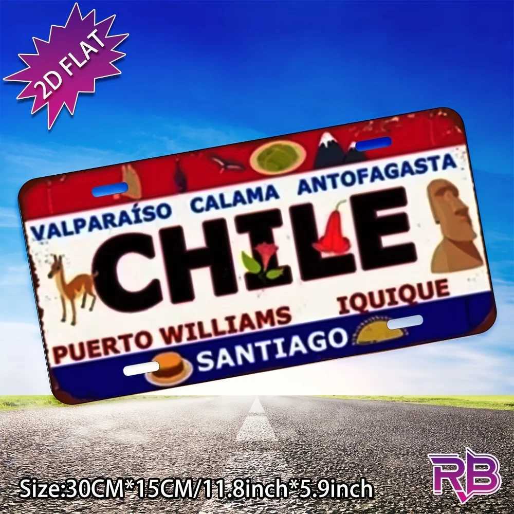 Chile Theme Aluminum Metal Wall Sign - UV Printed ch Vintage License Plate Design Includes Valparaso Calama and Puerto Will D260314