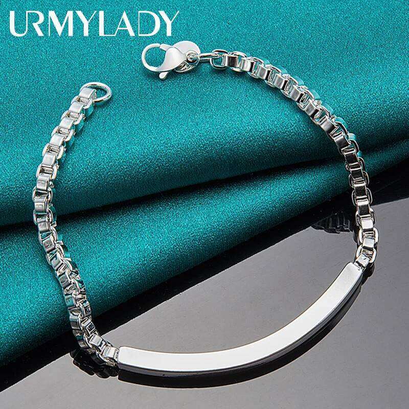 URMYLADY 925 Sterling Silver 4mm Box Laugh Chain Bracelet For Women Man Wedding Party Fashion Charm Jewelry Z260313