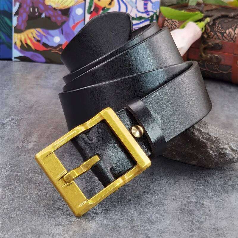 Solid Brass Buckle Retro Style Men's Thick Leather Ceinture For Long Waist Vintage Belt Men MBT0133 Z260226
