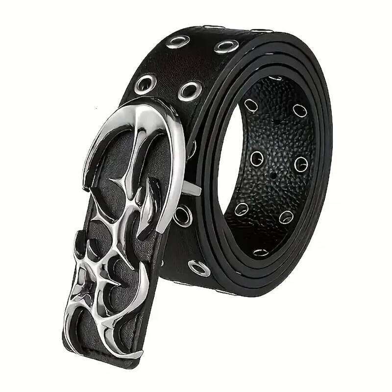 New Stylish Y2K Hollow PU Leather Fashion Punk Belt Men Women - Trendy Accessory for Gift Giving, Neutral Waist Belts Plus Size Z260226