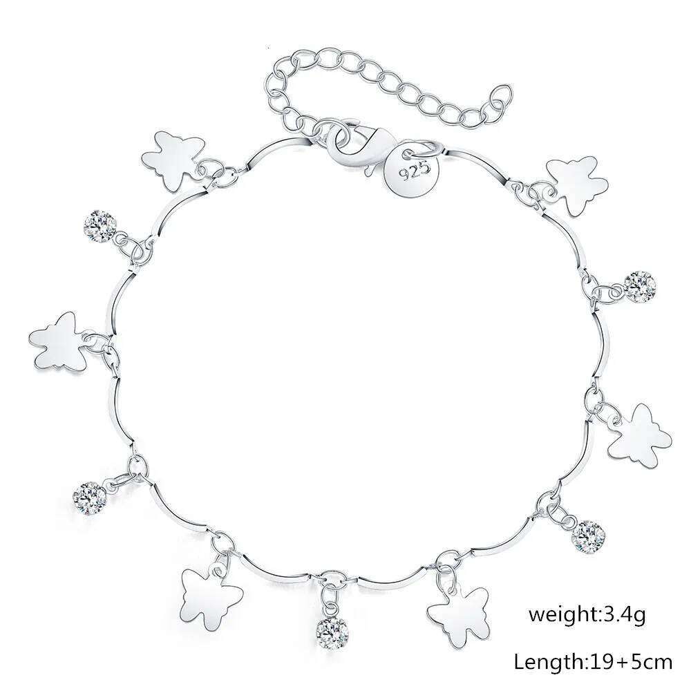 Charm 925 Sterling Silver Bracelets for Women zircon butterfly Chain elegant Fashion Wedding Party Christmas fine Jewelry Z260313