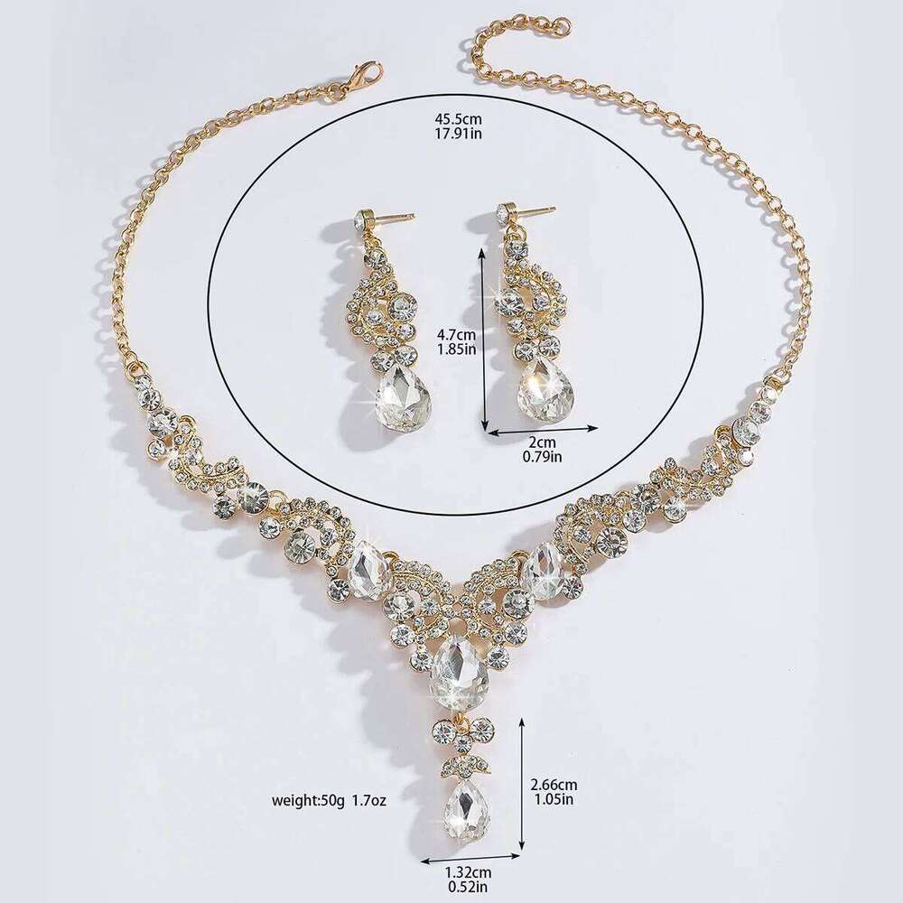 3PC Women's Fashion Geometric Water Drop Necklace Earrings Jewelry Set Suitable for Wedding, Party, Festival Gifts-8023 Z260313