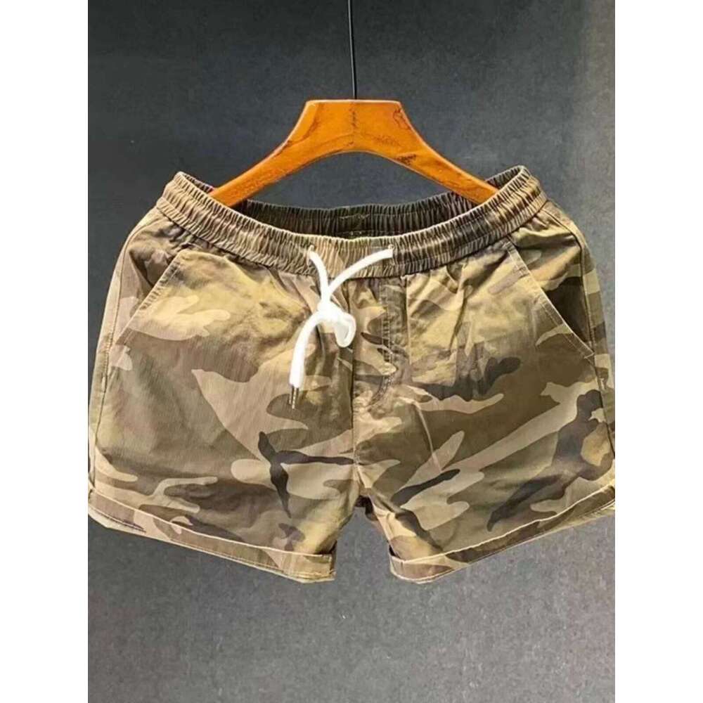 Men's Cotton Camouflage Workwear orts Summer Trendy Brand Loose Fit Tee-quarter Length Casual Pants Youth Active Sle Z260314