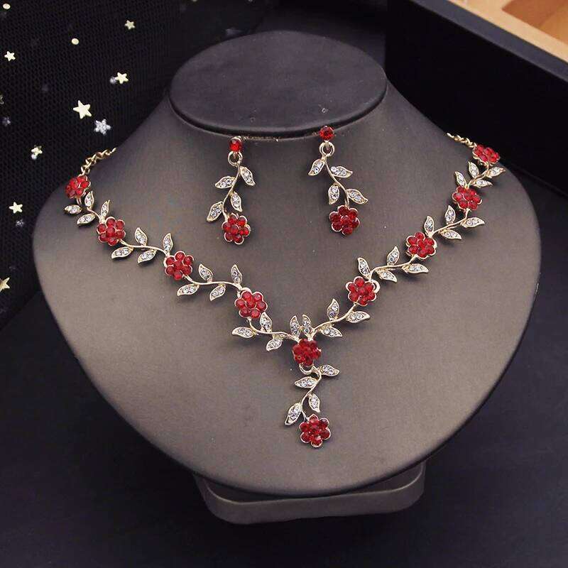 Rhinestone Bride Jewelry for Women Luxury Flower Choker Earrings Wedding Dress Bridal Necklace Sets Fashion Z260313