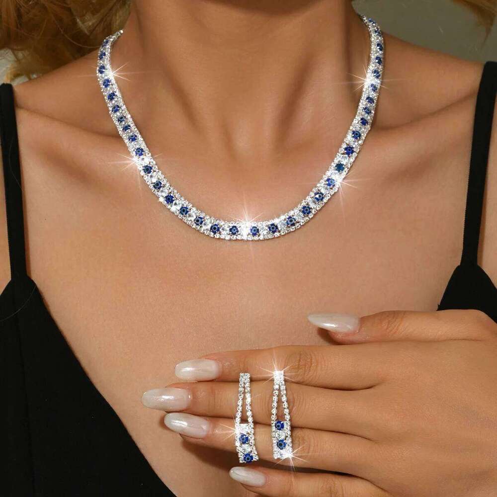 Design sense is slim, super shiny, simple and atmospheric necklace earrings two-piece set for birthday dress with accessories Z260313