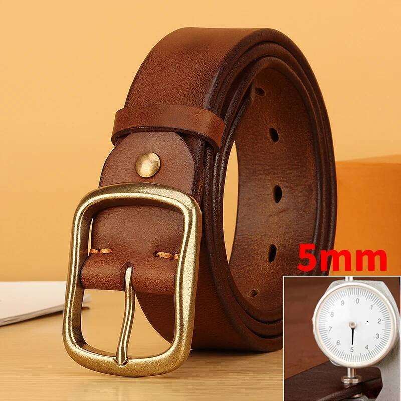Full Grain for Men100% Italian Real Solid Leather Casual Jeans 5mm Thick Men's Heavy Duty Work Belt Z260226