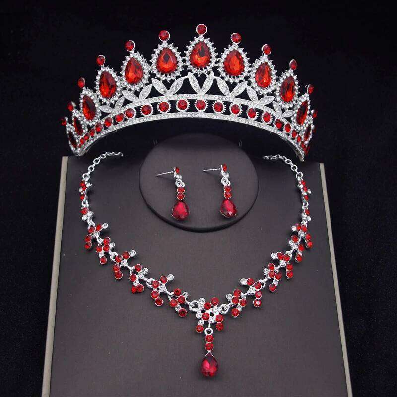 Princess Bridal Tiaras Jewelry Sets for Women Crown and Earring Necklace Set Birthday Party Wedding jewelry Bride Accessories Z260313