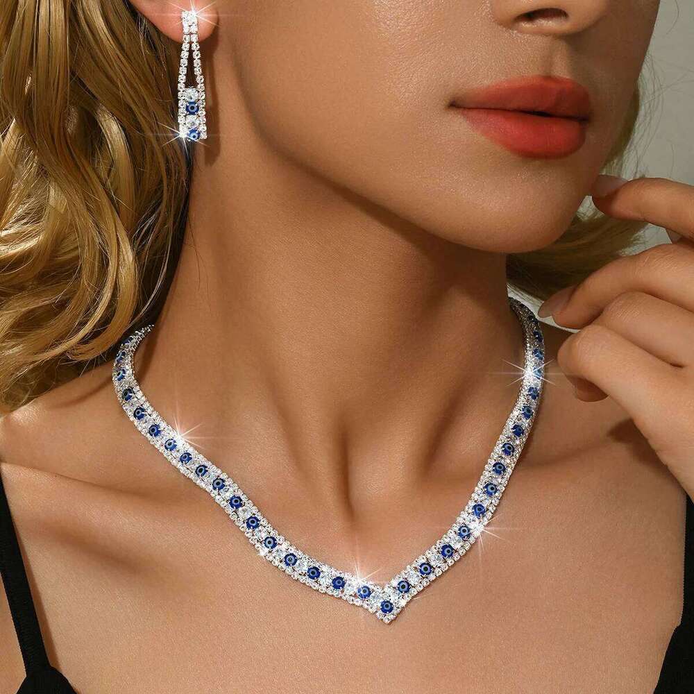 European tassel necklace earring set with versatile temperament and fashionable bridal wedding jewelry Z260313