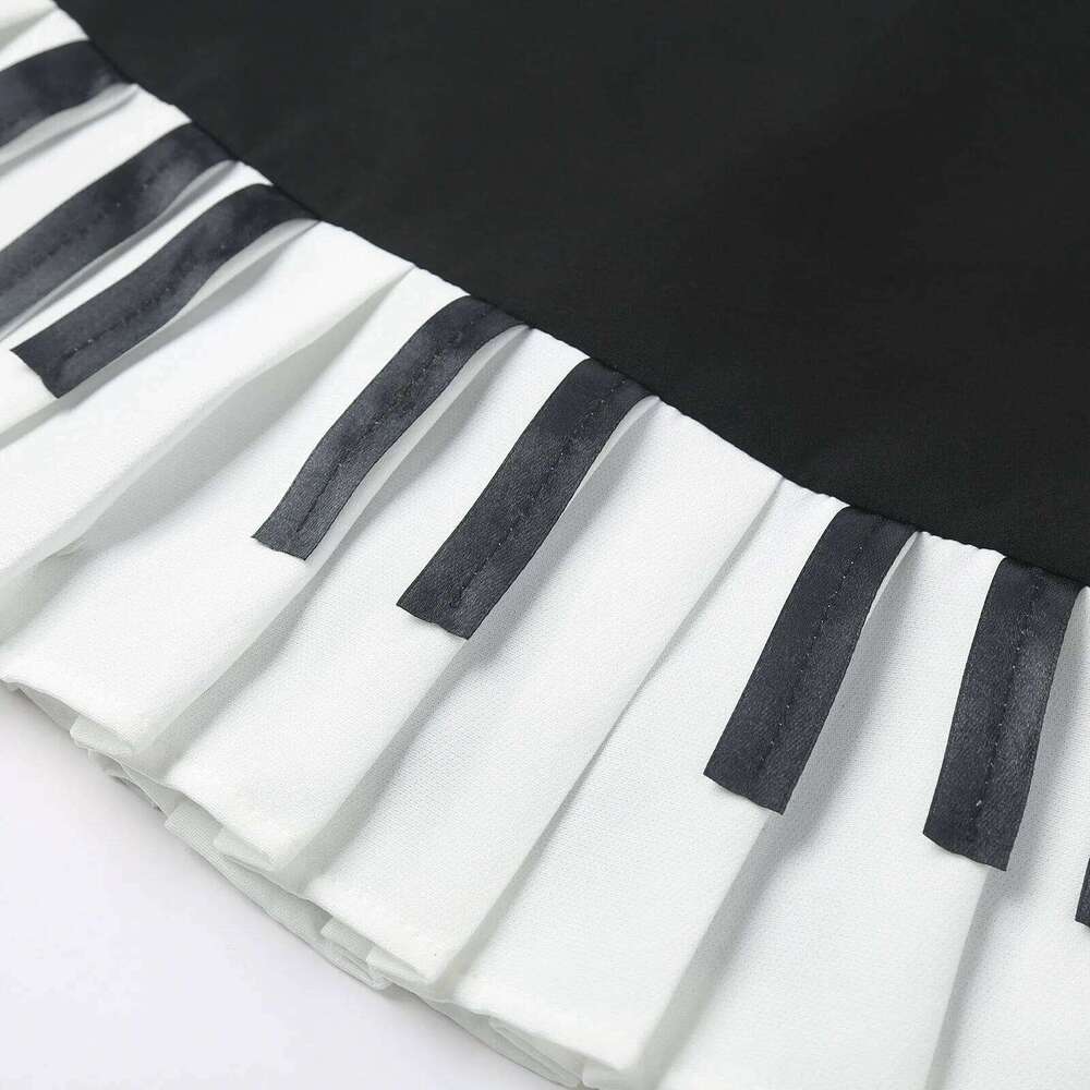 2000s Aesthetic Elegant Y2k Black White Piano Women Slim Design Harajuku Mini Skirt Female Retro Korean Preppy Faldas 2025 Z260314