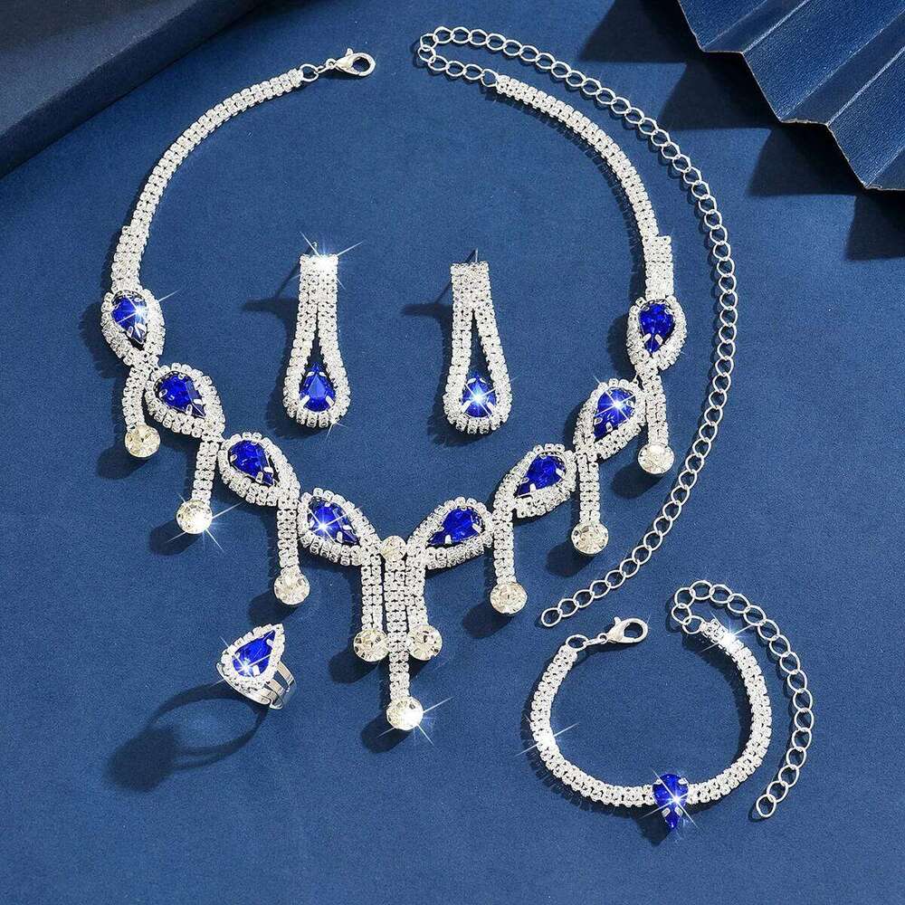 Design feels retro, exaggerated, atmospheric, chic, necklace, earring, ring, bracelet set, paired with wedding dress Z260313