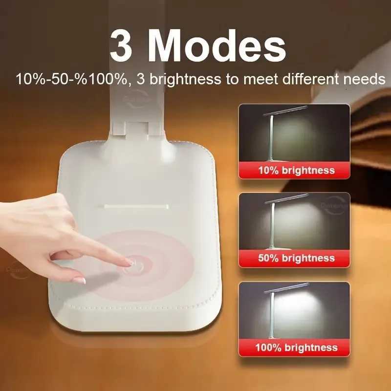 Folding Desk Lamp USB Touch Control Dimmable Night Light LED USB Rechargeable Desk Lamp for Student Dormitory Reading and Bedr Y260314