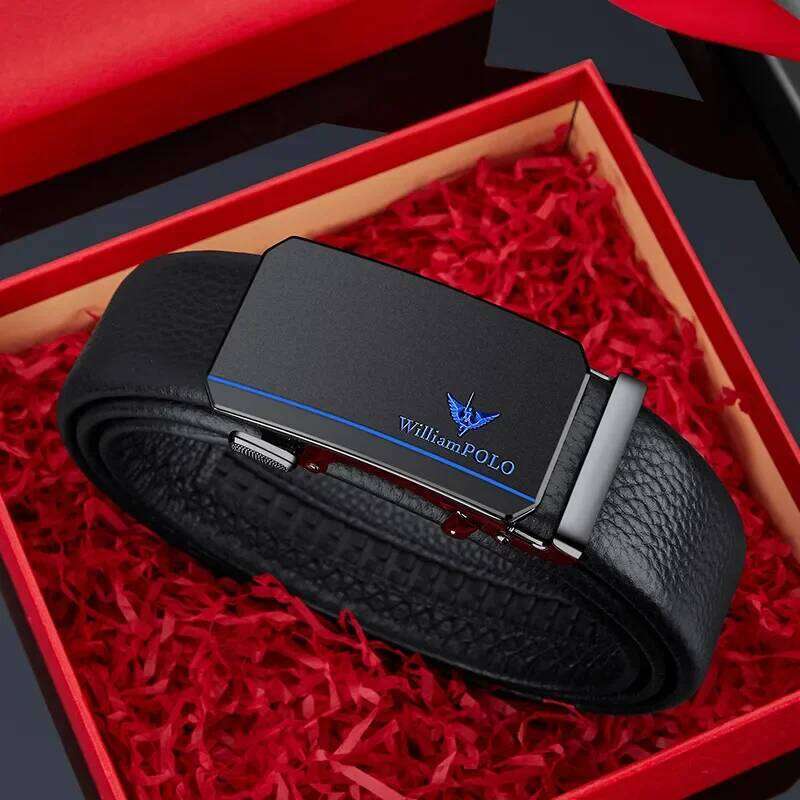 Leather cowhide wear male automatic buckle leather personality youth belt gift to boyfriend husband father Z260226