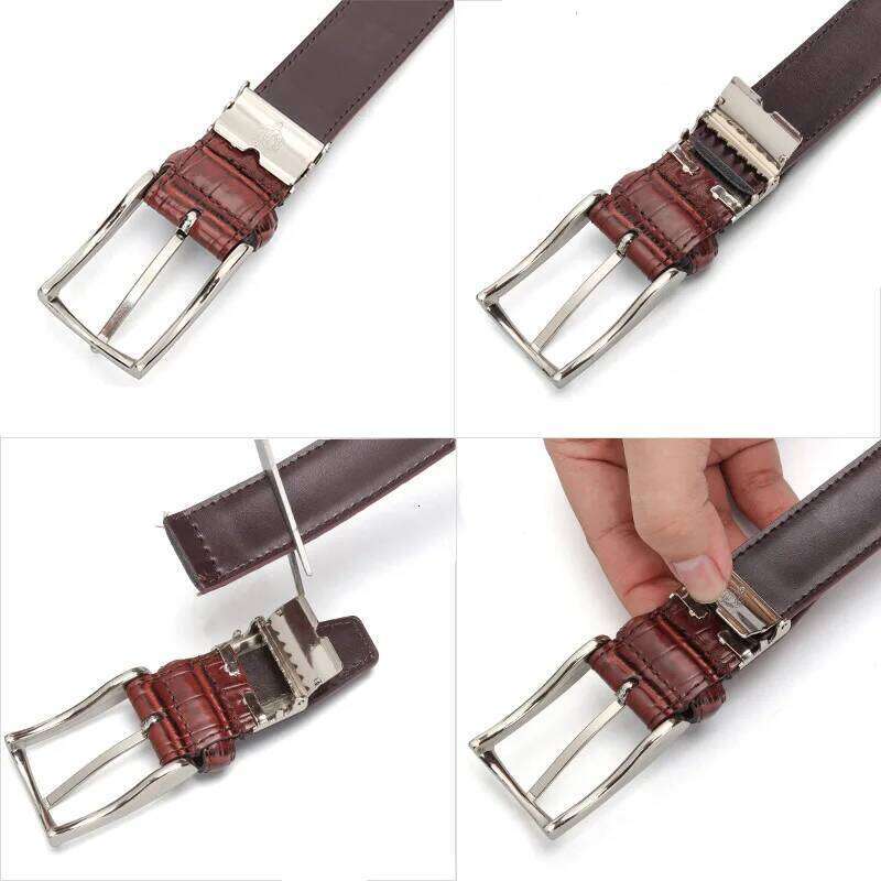 New Crocodile Grain Retro Belt Men's Split Leather Business Casual Suit Accessories Senior Pin Buckle Brand Belts Z260226