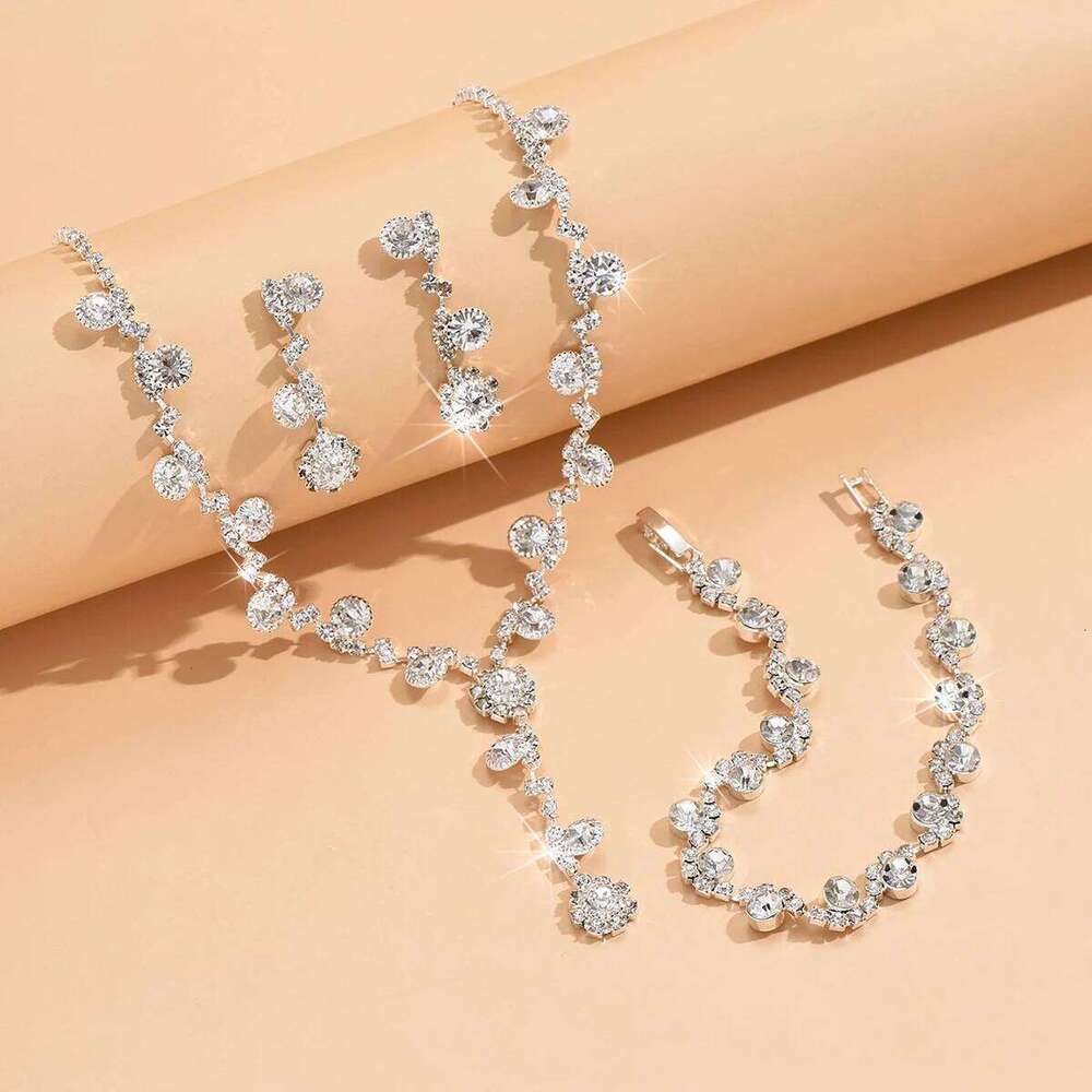 4PC Women's Copper Claw Chain Trendy Flower Necklace Earrings Bracelet Jewelry Set Wedding Banquet Party Holiday Gift Z260313