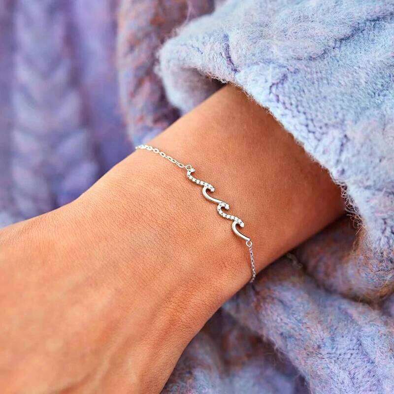 New 925 Sterling Silver Wave Personality Charm Geometric Shape Woman Bracelet Birthday Gift Exquisite Jewelry Z260313
