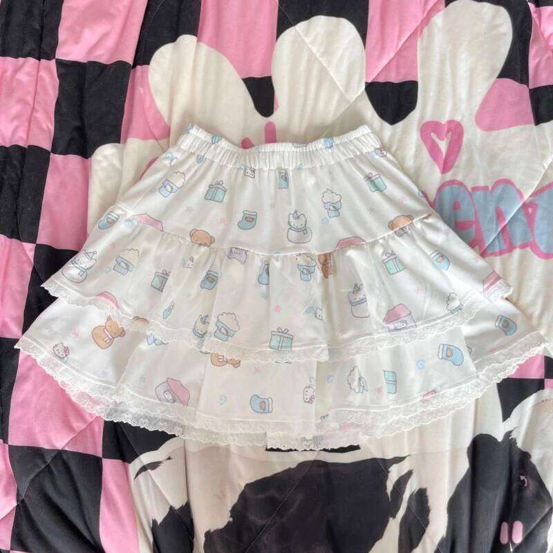 Kawaii Japanese Style Mini Skirt Women Harajuku Lolita Lace Pleated Sweet Cute Y2k Ruffles Cake Layered Skirts Z260314