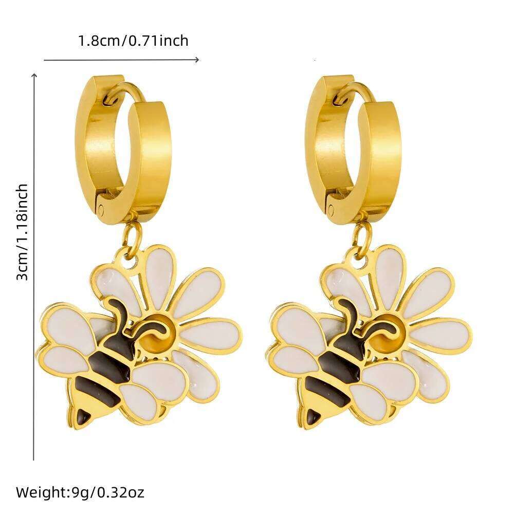 DIEYURO 316L Stainless Steel Bee Flowers Ladybug Butterfly Necklace Bracelet Earrings Set Lady New Fashion Waterproof Jewelry Z260313