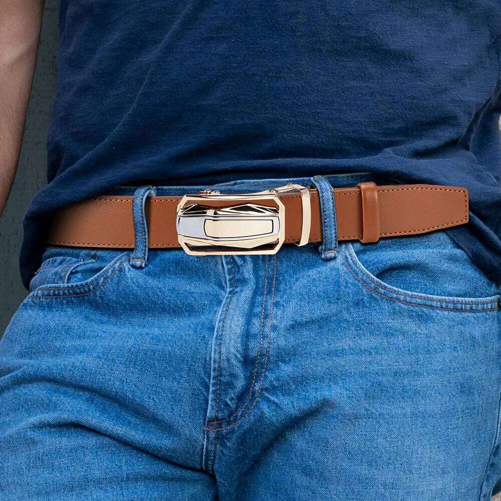High Quality Genuine Leather Belt Metal Alloy Automatic Buckle Brand Luxury Design Waist Belts for Men Strap Male Z260226