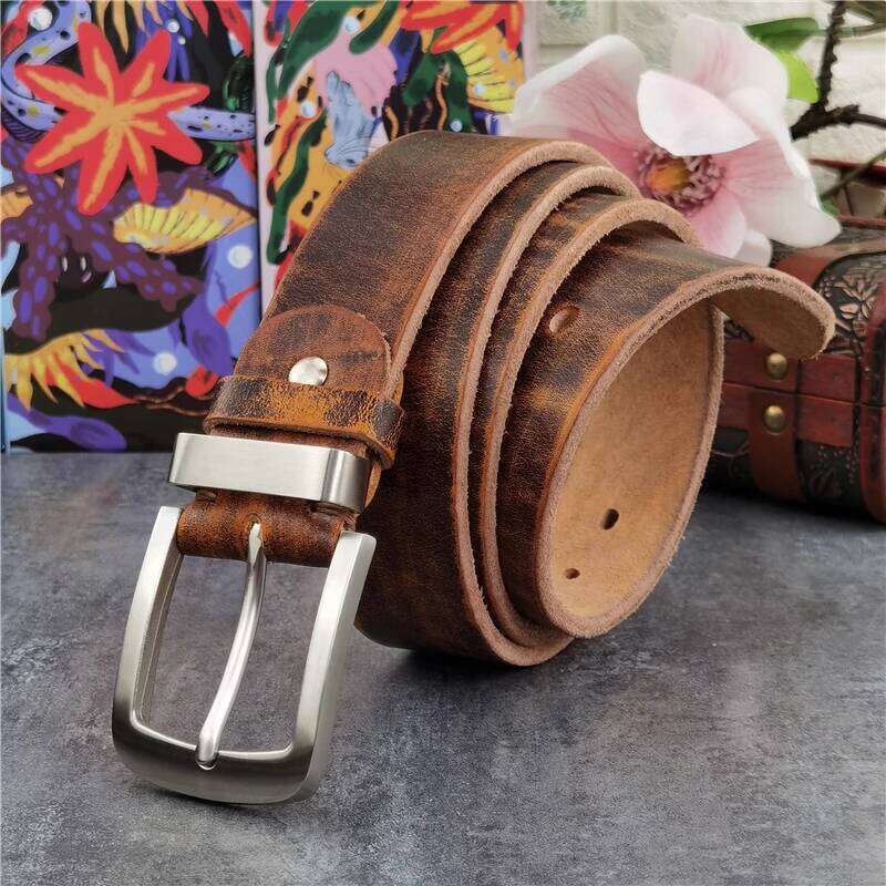 Stainless Steel Buckle Luxury Ceinture Leather Genuine Men's Wide Long Belt For Men SBT0016 Z260226