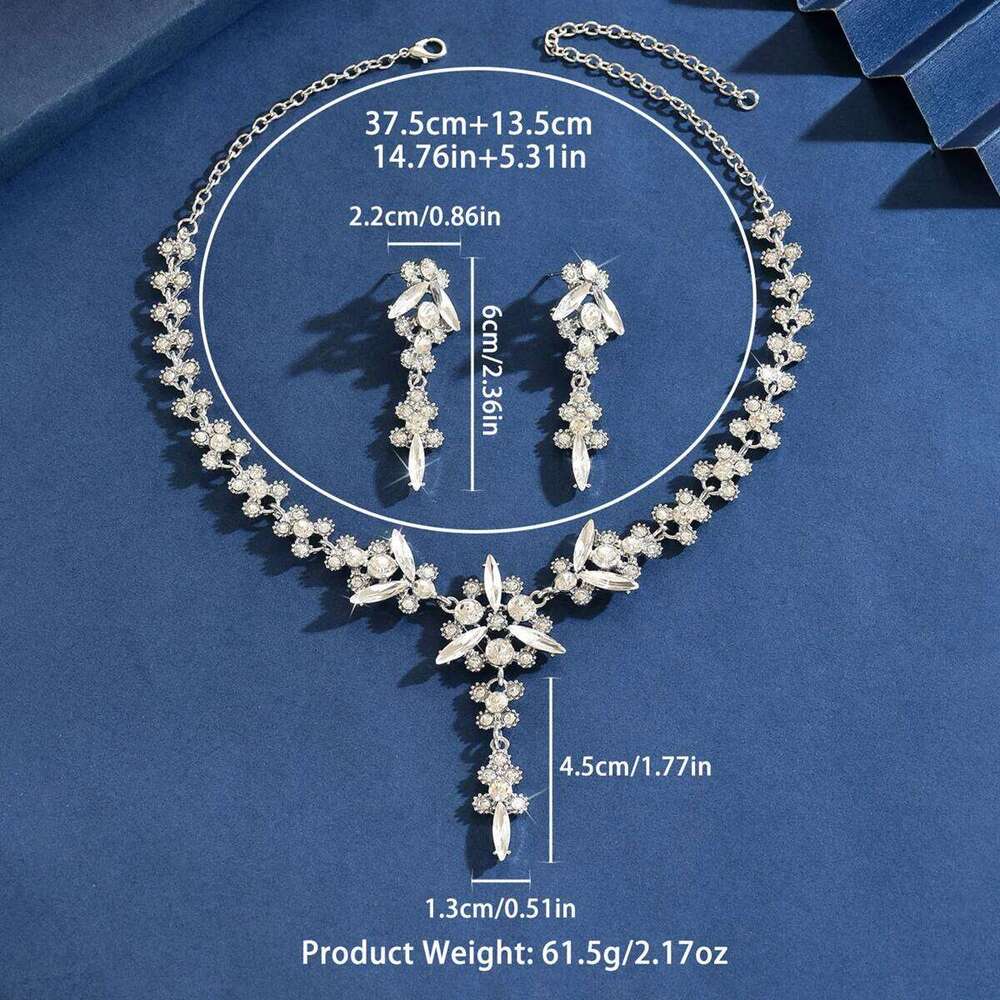 Cross border new high-end bridal earrings, collarbone necklace, leaf tassel set, wedding dress, banquet accessories Z260313