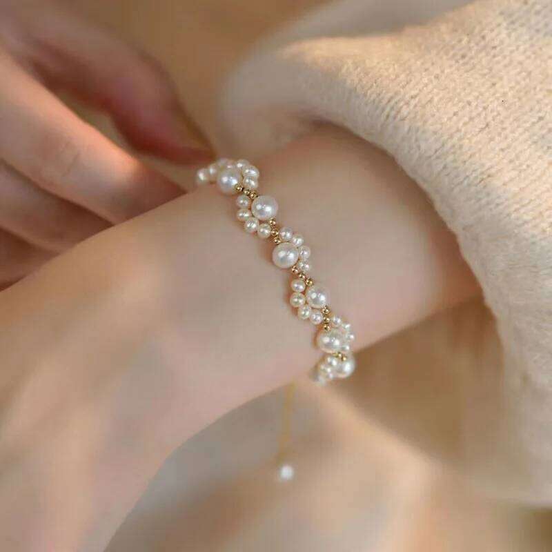 Elegant Cat Claw Pearl Bracelet for Women Zircon Splice Flower Minimalism Bilayer Temperament Accessories Fashion Jewelry Gift Z260313