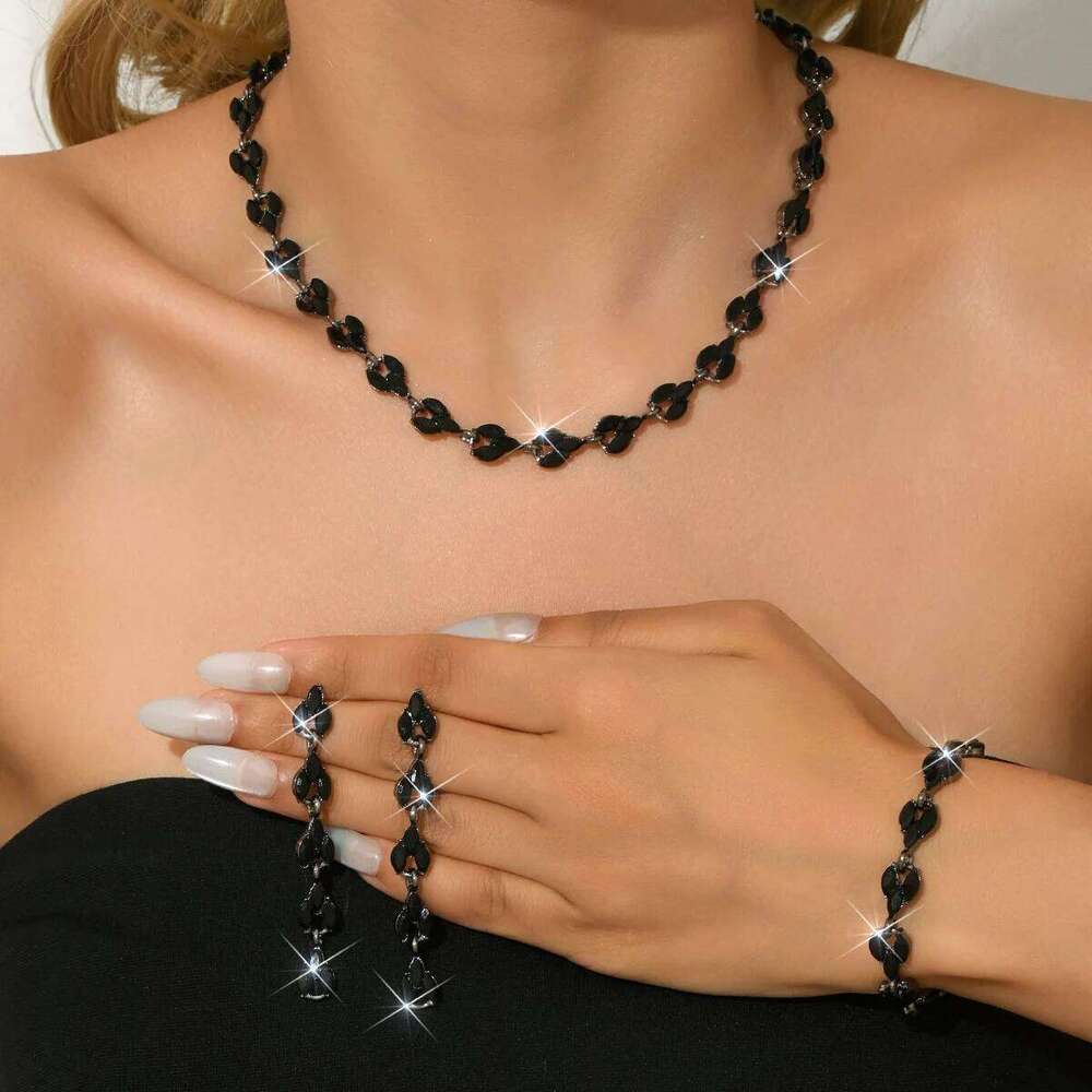 Cross border popular exquisite set of crystal jewelry inlaid with women's wedding evening dress accessories in Europe and Americ Z260313