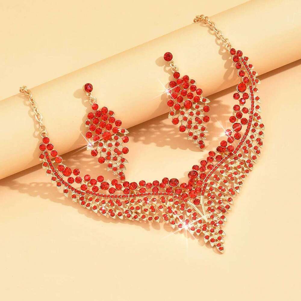 3PC Women's Fashion Starry Leaf Embellishments Necklace Earrings Jewelry Set Wedding Banquet Party Festival Gift 8884 Z260313