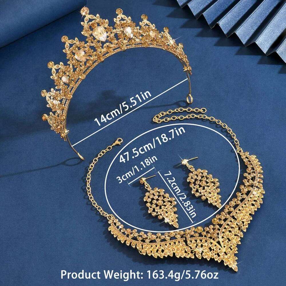 Ladies' fashionable water droplet design, gorgeous and elegant crown necklace, earrings, jewelry set Z260313