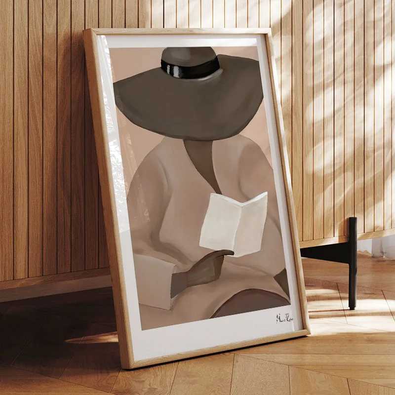 Boho Girl Book Line Rainbow Vase Quote Wall Art Canvas Painting Abstract Posters Prints Hotel Bar Pictures For Living Room Decor D260314