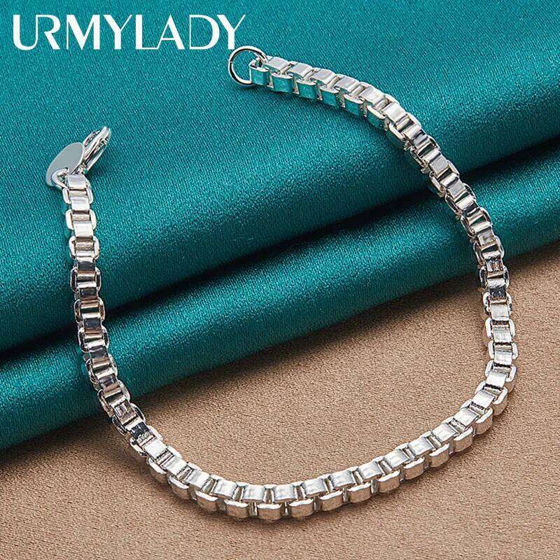 URMYLADY 925 Sterling Silver 3mm Chain Bracelet For Women Men Wedding Party Fashion Jewelry Z260313