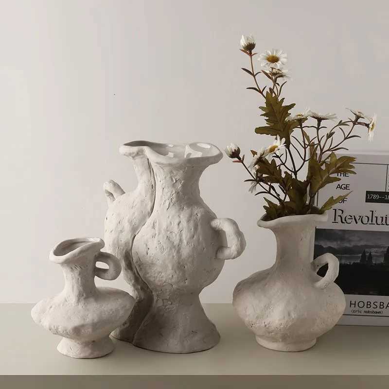 Hydroponics Nordic Style Simple Flower Pot Ceramic White Vases Table Accessories Bathroom Aesthetic Room Decoration Y260314