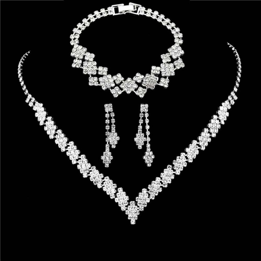3pcs Bridal Set Silver Plated Rhinestone Fold Clutch Bracelet Tassel Earrings Wedding Jewelry Gift Trendy Style Z260313