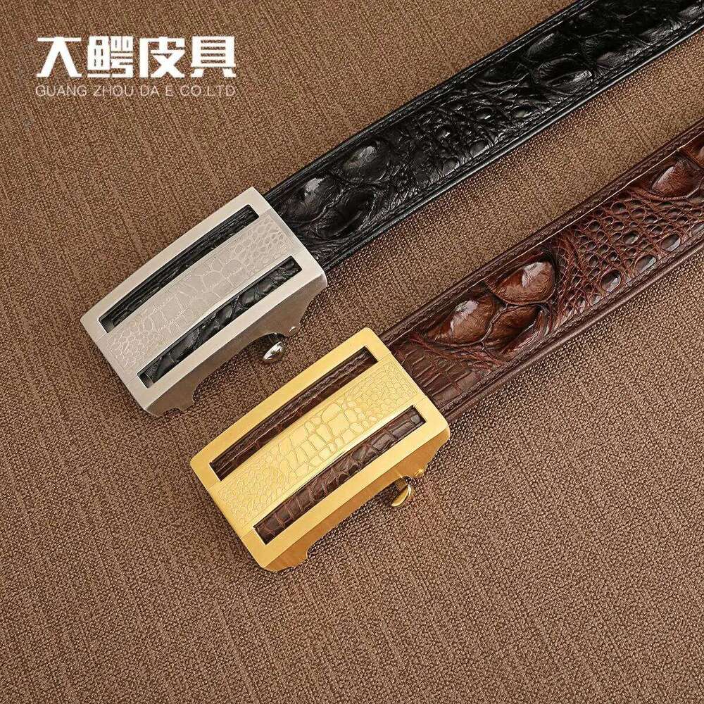 2024 New Crocodile Leather business and leisure Automatic Buckle Waist Belt for men's inner wear slide belt 45 Z260226