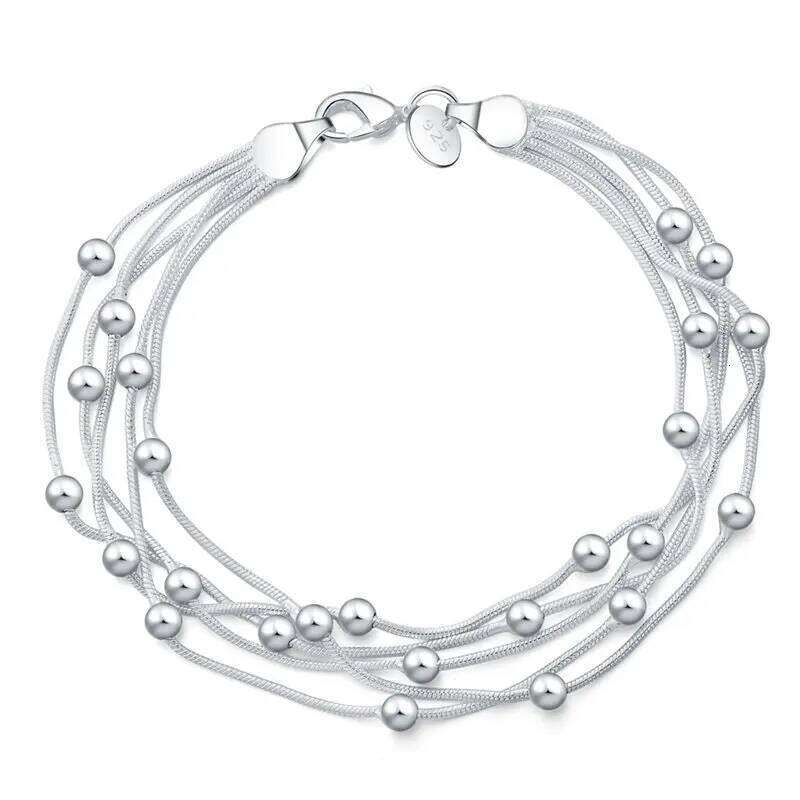 High Quality 925 Silver 8 Inches 5 Wire Beaded Chain Bracelet For Women Fashion Birthday Gift Jewelry Accessories Z260313