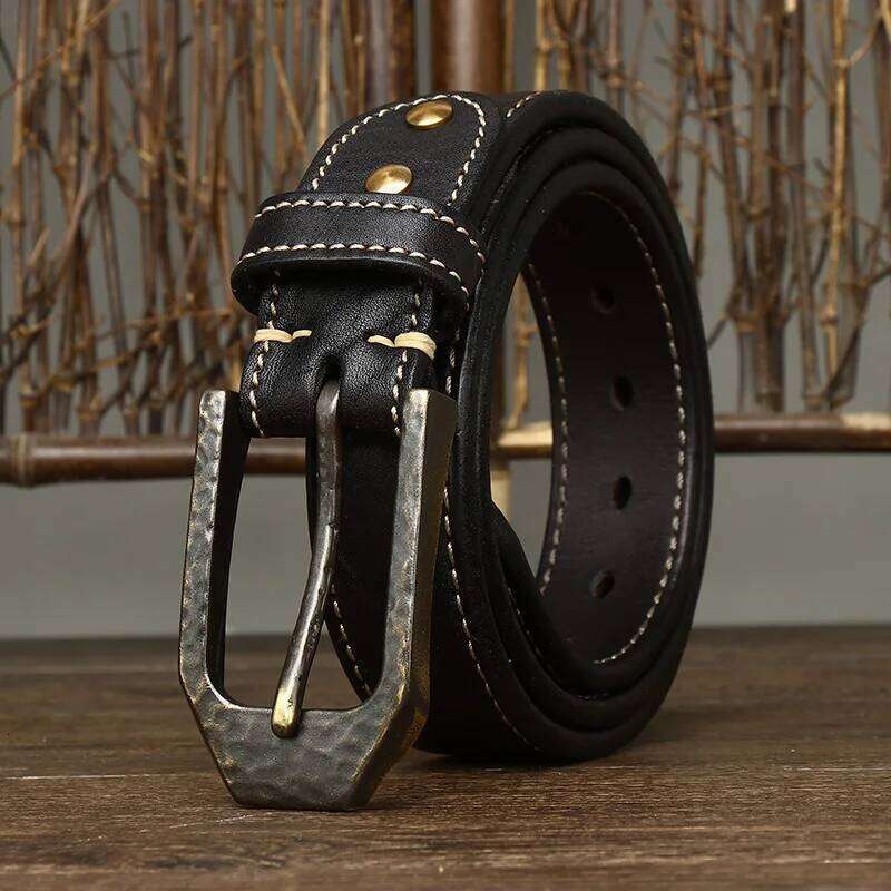 3.8CM High Quality Natural Cowskin Genuine Leather Casual Copper Buckle Business Male Strap for Luxury Men Belt Z260226
