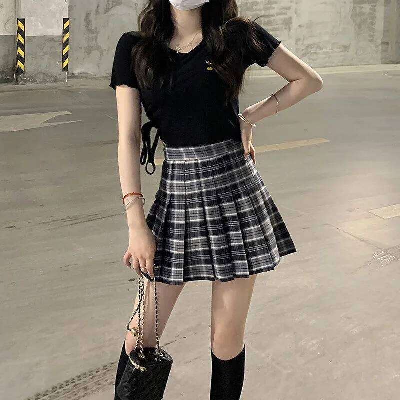 Plaid Half Length Women's A-line Short High Waist Girl Skirt Ropa Mujer Mini Skirts Clothes for Women Z260314