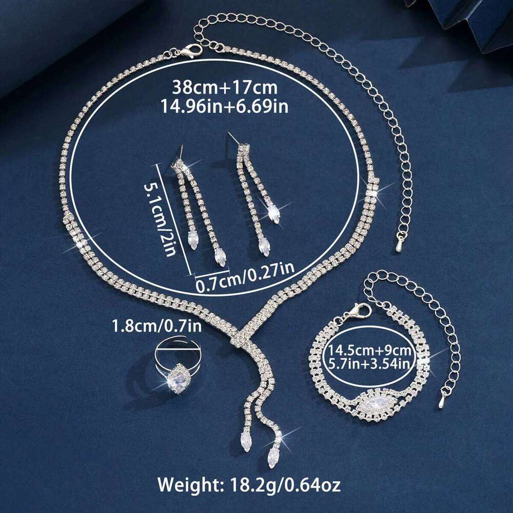 5PC Women's Fashion Tassel Necklace, Earrings, Bracelets, Rings, Jewelry Set Suitable for Wedding, Party, Festival Gifts Z260313
