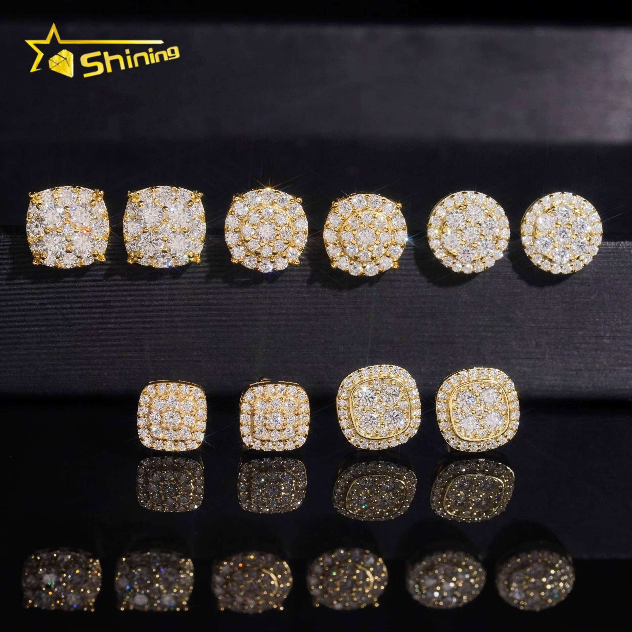 Fast Shipping Local Stock 925 Silver Iced Out Hip Hop Screw Back GRA Certified VVS Moissanite Earrings